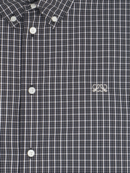 Loewe Technical cotton shirt with all-over check pattern - Black/White