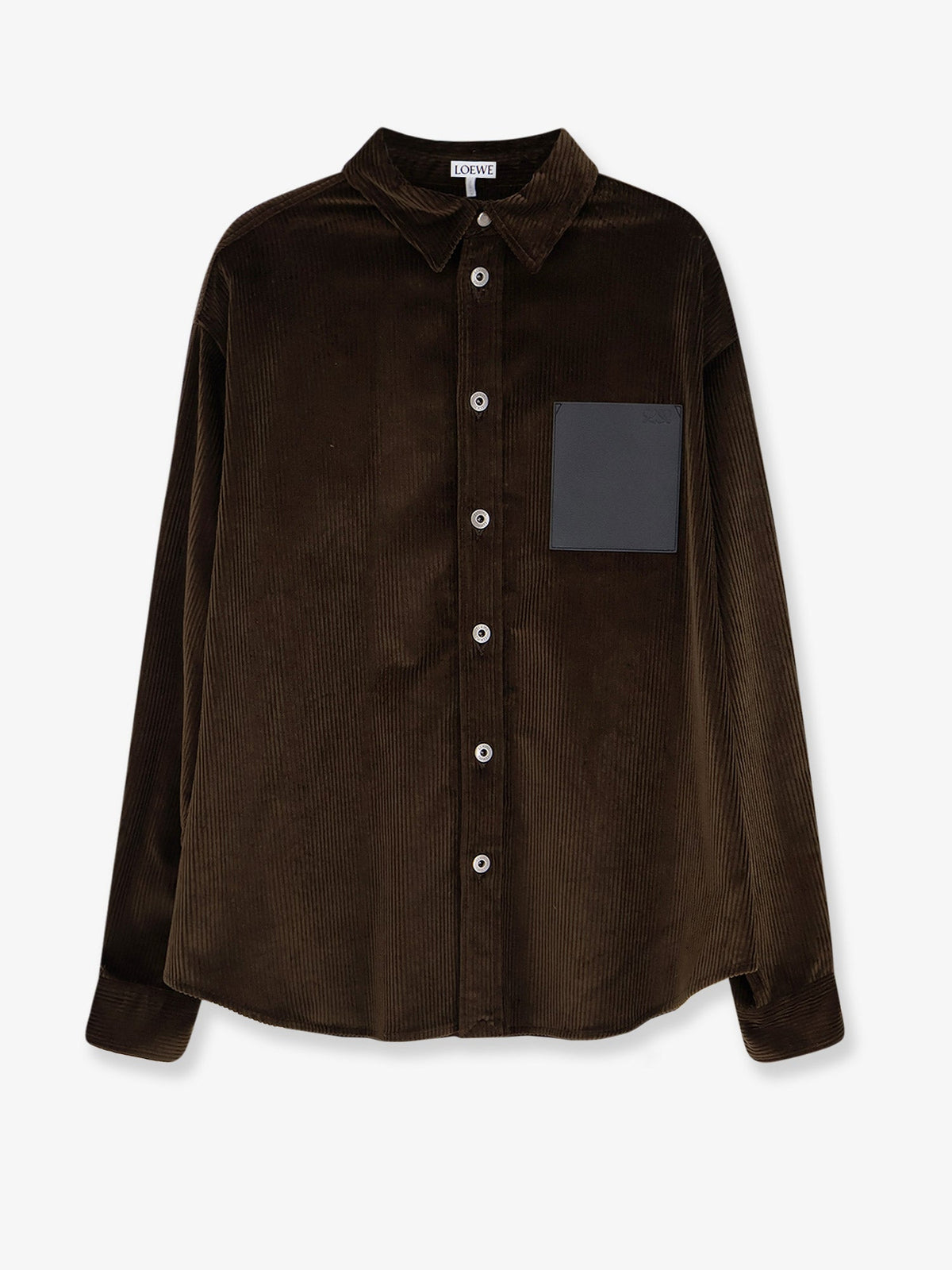 Loewe Corduroy shirt with leather pocket - Brown
