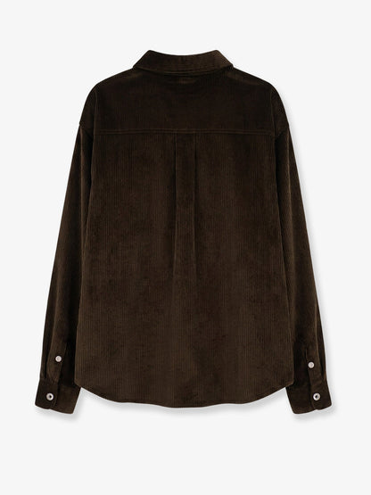 Loewe Corduroy shirt with leather pocket - Brown