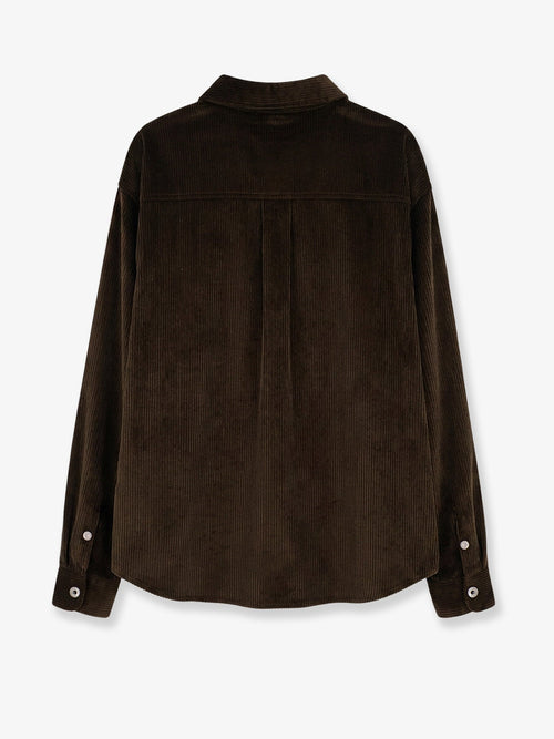 Loewe Corduroy shirt with leather pocket - Brown