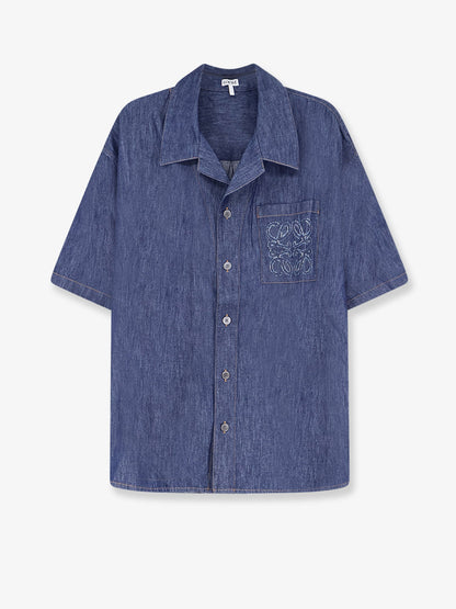 Loewe Blue denim shirt with embroidered Anagram logo - Denim Blue