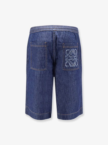 Loewe Cotton bermuda shorts with Anagram logo on the back - Denim Blue