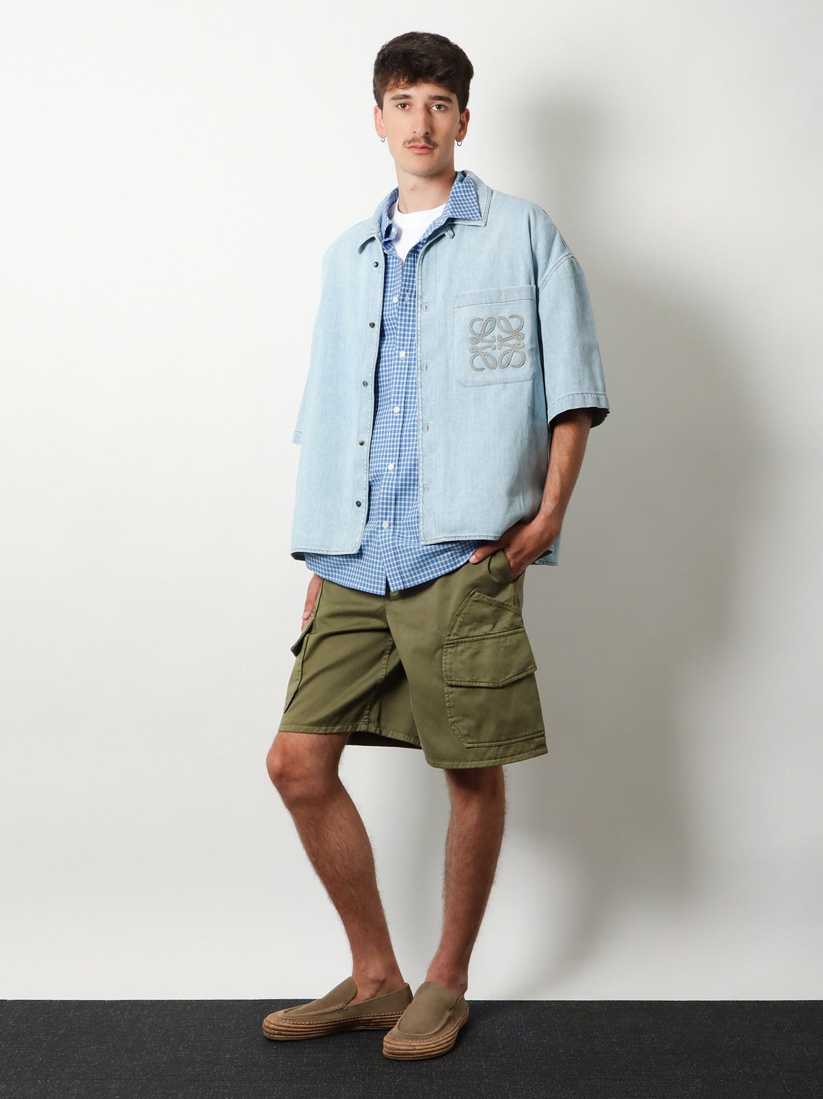 Loewe Paulas Ibiza Cotton Cargo Bermuda Shorts - Khaki Green