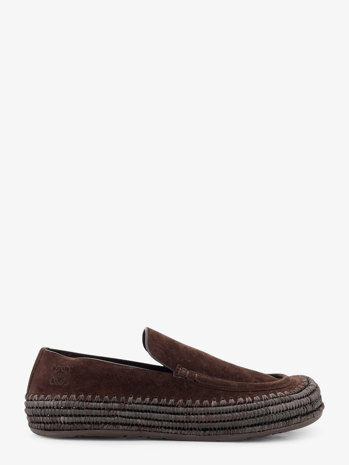 Loewe Rio suede and raffia loafers - Dark Brown