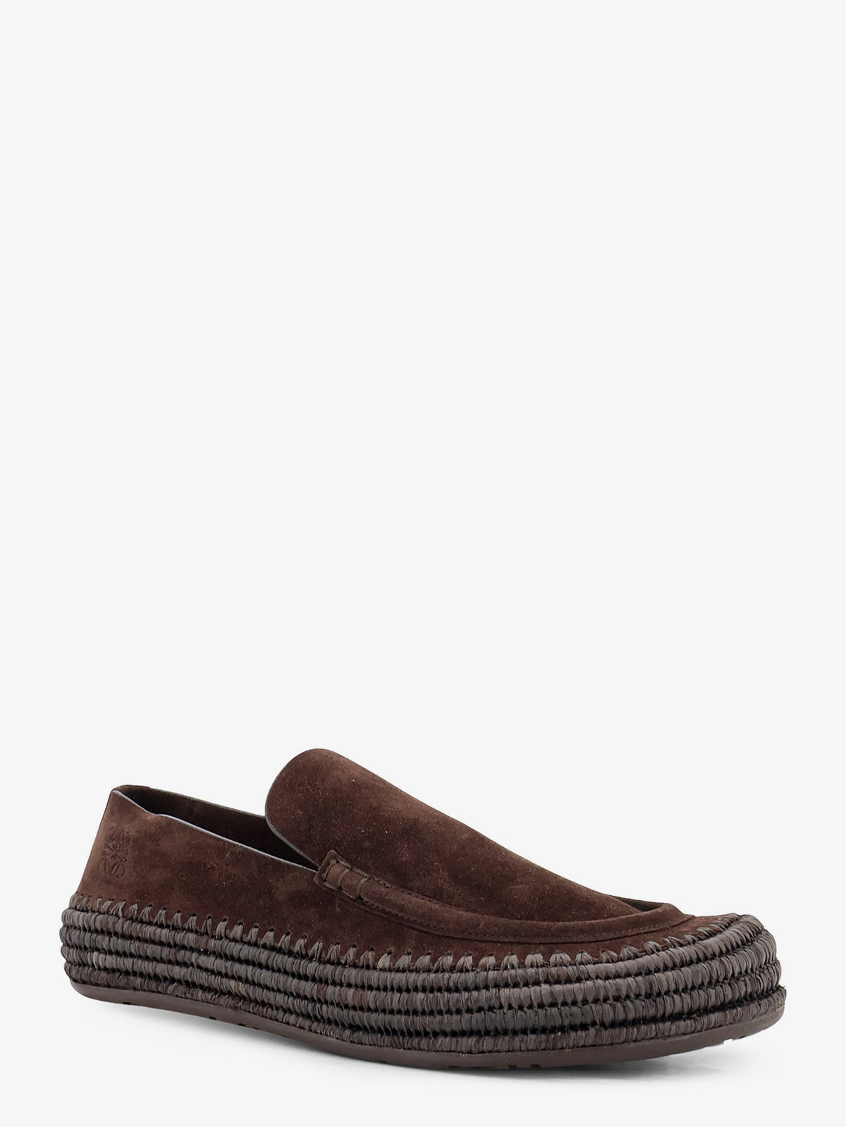 Loewe Rio suede and raffia loafers - Dark Brown