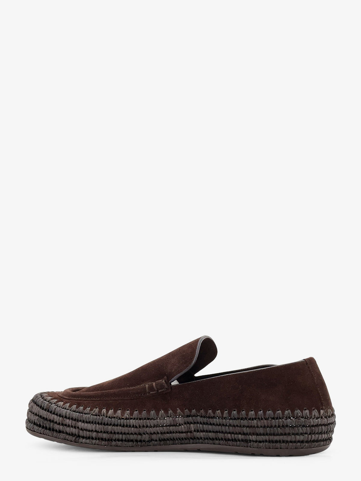 Loewe Rio suede and raffia loafers - Dark Brown
