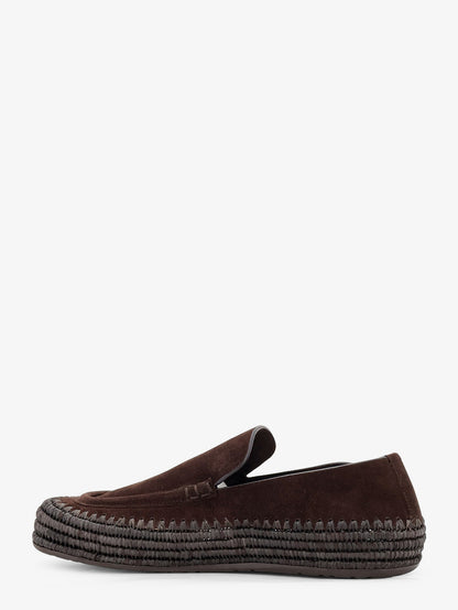 Loewe Rio suede and raffia loafers - Dark Brown