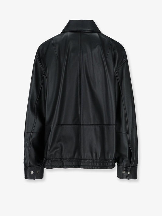 Loewe Leather jacket with drawstring - Black