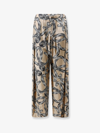 Loewe Paula's Ibiza - Printed silk trousers - Beigeblack