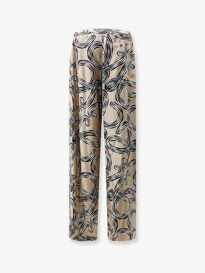 Loewe Paula's Ibiza - Printed silk trousers - Beigeblack