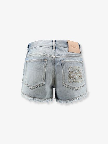 Loewe Paula's Ibiza-Blue denim bermuda shorts with frayed edges - Washed Blue