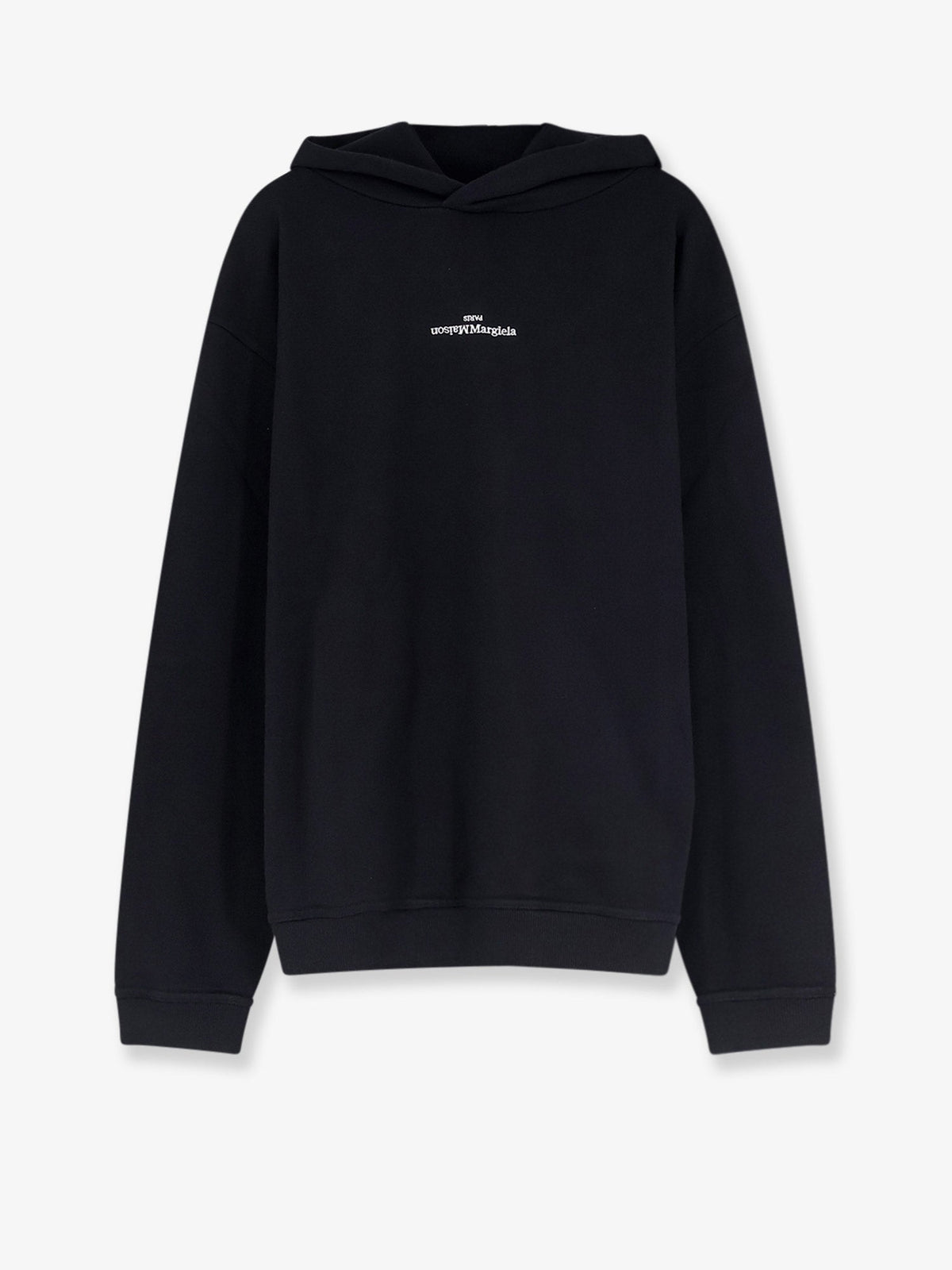 Maison Margiela Cotton sweatshirt with front embroidered logo - Black