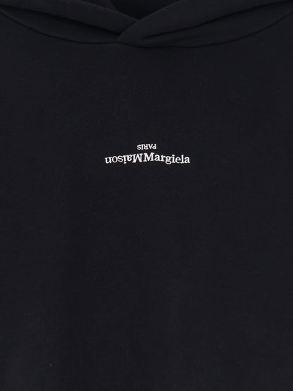 Maison Margiela Cotton sweatshirt with front embroidered logo - Black