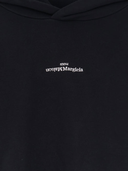 Maison Margiela Cotton sweatshirt with front embroidered logo - Black