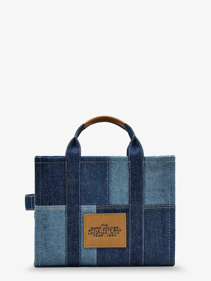 Marc Jacobs The denim Medium handbag with front logo print - Bluedenim