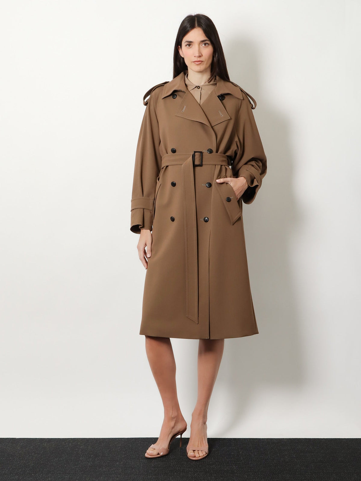 Max Mara Mxmcerto virgin wool trench - Marrone