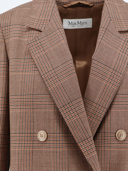 Max Mara MXMastrale Wool Blazer with Prince of Wales Pattern - Cammellonero