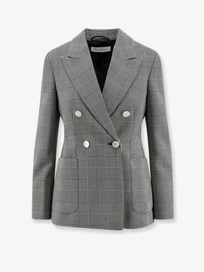 Max Mara Mxmaccordo double-breasted virgin wool blazer - Blumarinobianco
