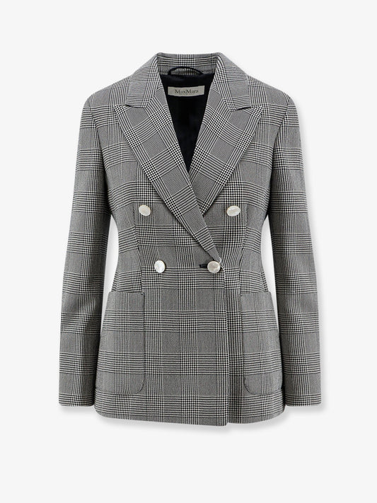 Max Mara Mxmaccordo double-breasted virgin wool blazer - Blumarinobianco