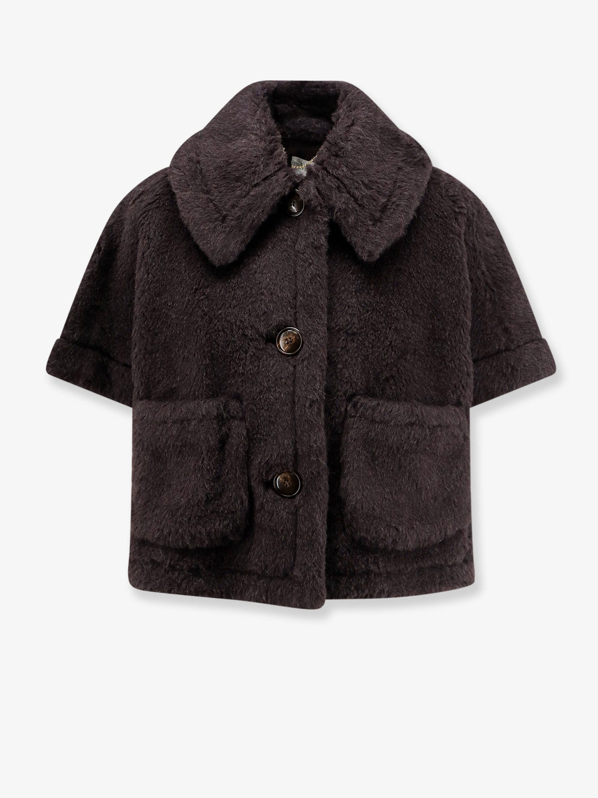 Max Mara Newterzo1 alpaca, virgin wool and silk coat - Ebano