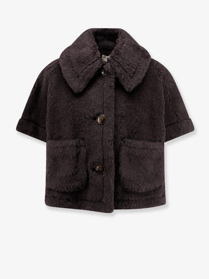 Max Mara Newterzo1 alpaca, virgin wool and silk coat - Ebano