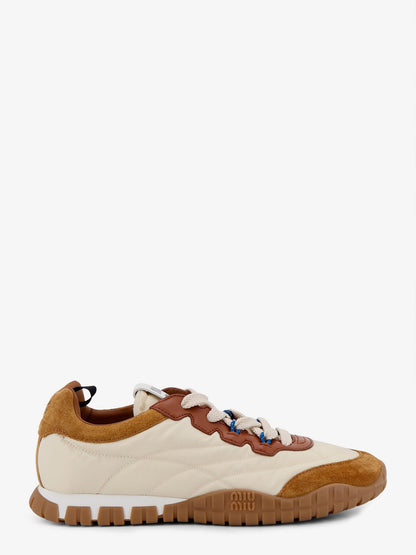 Miu Miu Tyre technical fabric and suede sneakers - Avoriovcaramel