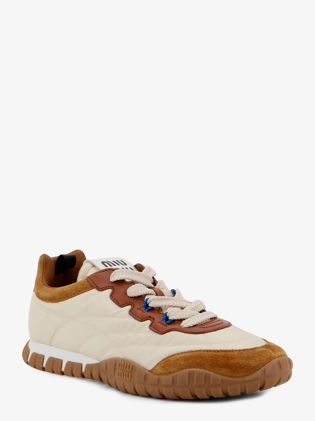 Miu Miu Tyre technical fabric and suede sneakers - Avoriovcaramel