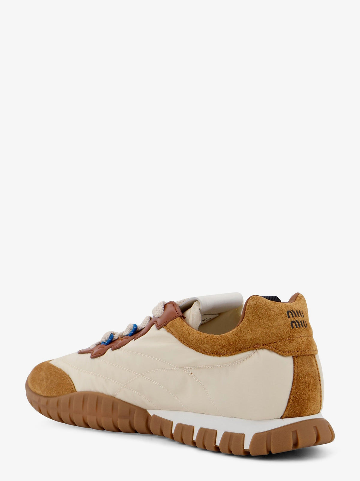 Miu Miu Tyre technical fabric and suede sneakers - Avoriovcaramel