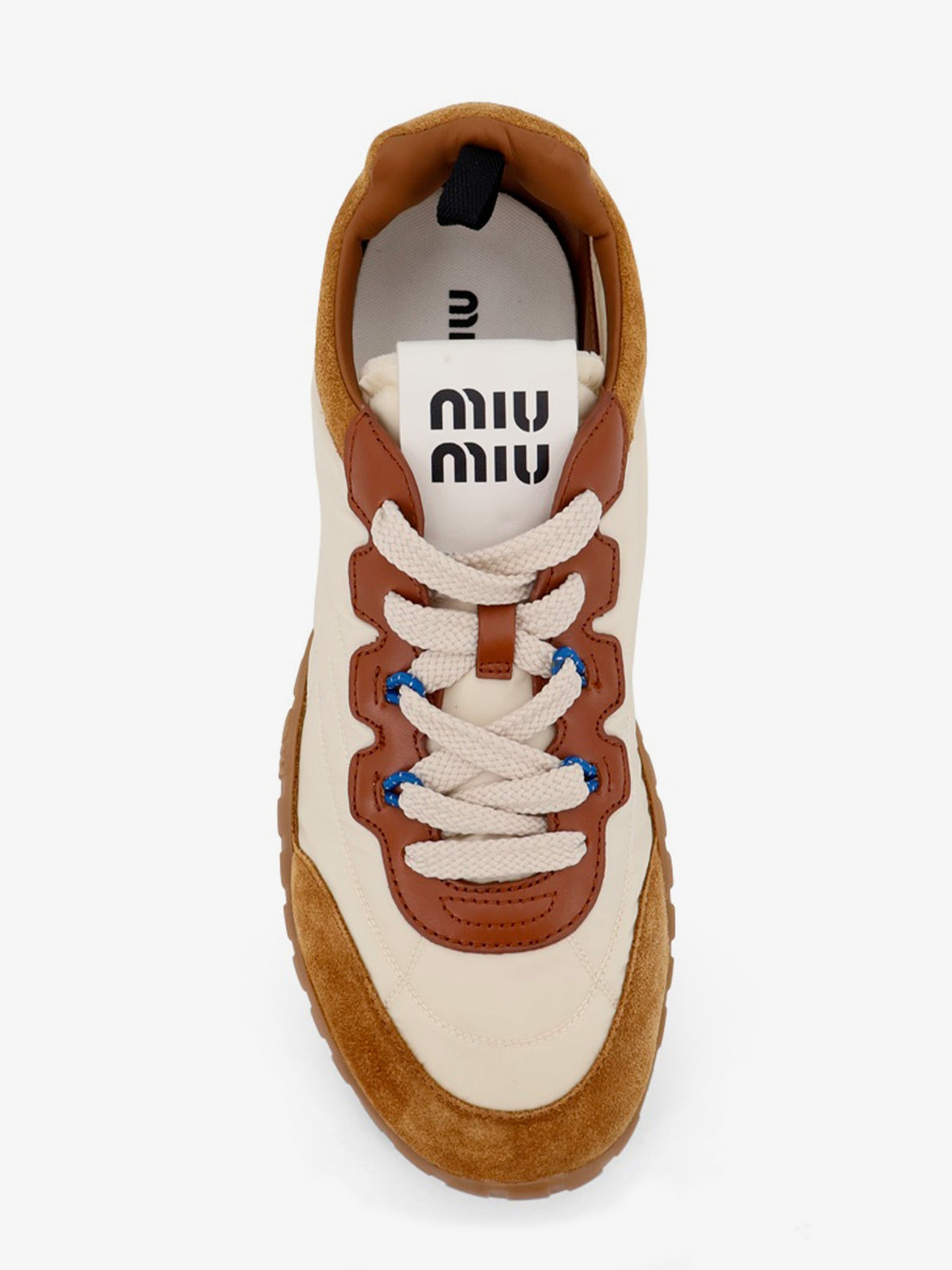 Miu Miu Tyre technical fabric and suede sneakers - Avoriovcaramel