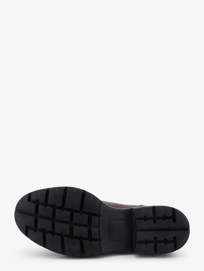 Miu Miu Leather lace-up with front lettering logo - Bruciato