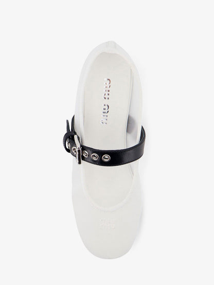 Miu Miu Mesh fabric ballerinas - Bianco