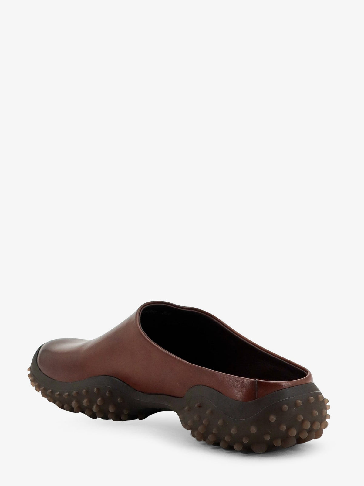 Miu Miu Leather sabot with embossed lettering logo - Caffe
