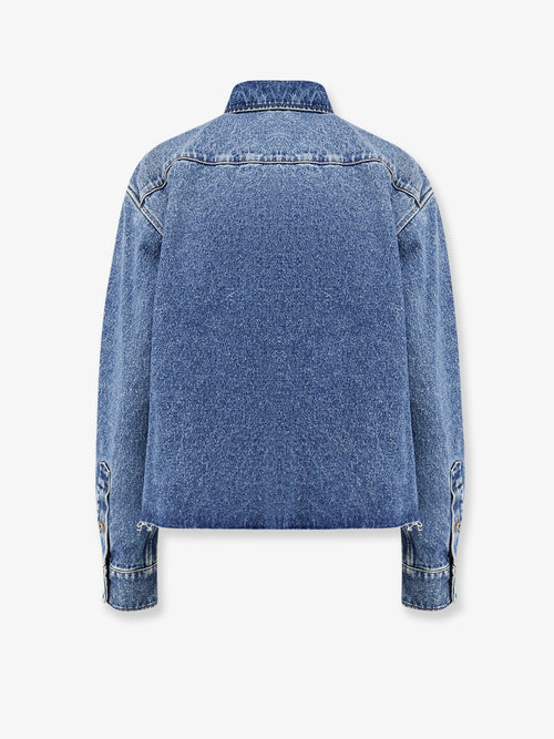 Miu Miu Denim shirt with Logo Patch - Bleu