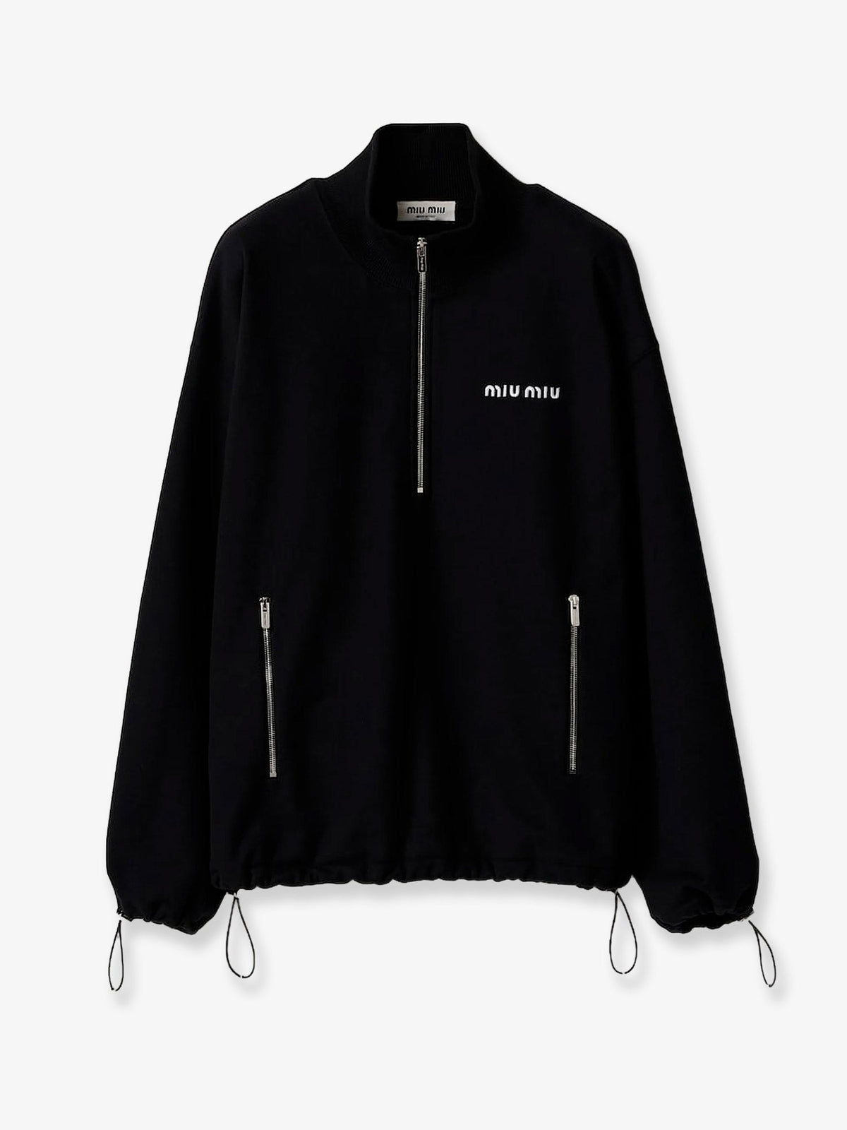 Miu Miu Fleece sweatshirt with Lettering Logo embroidery - Nero