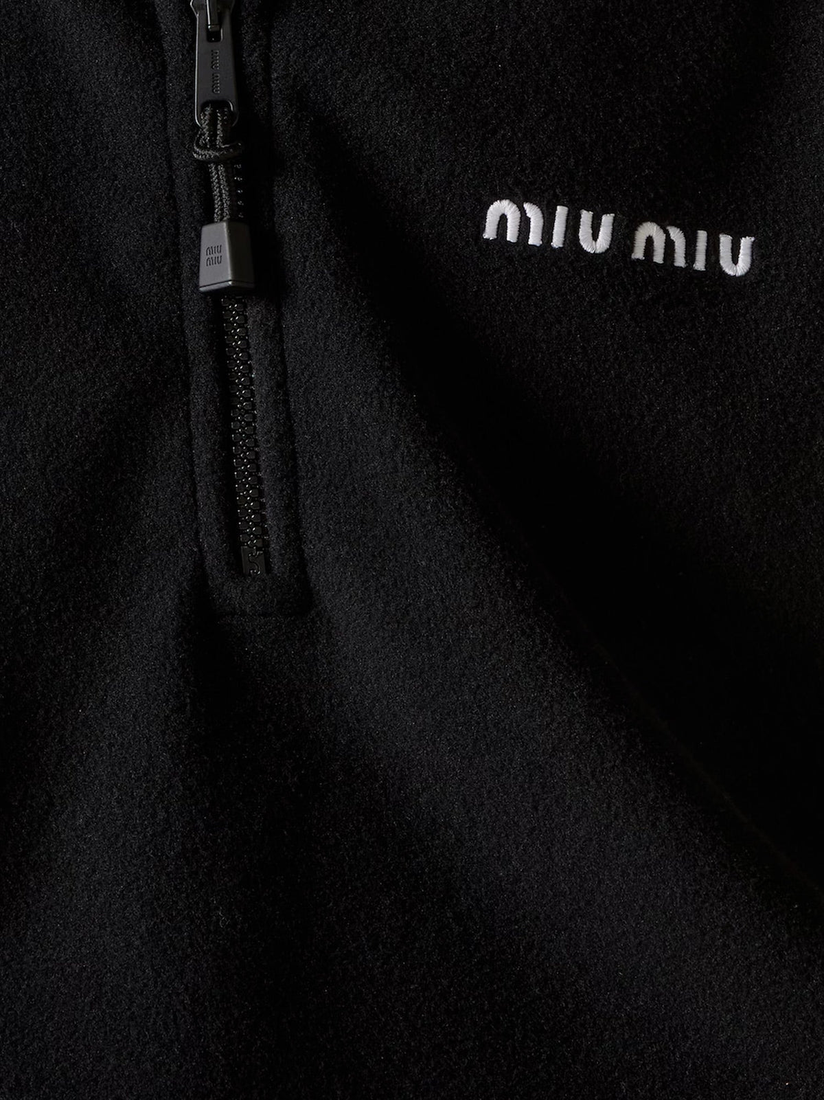 Miu Miu Fleece sweatshirt with Lettering Logo embroidery - Nero