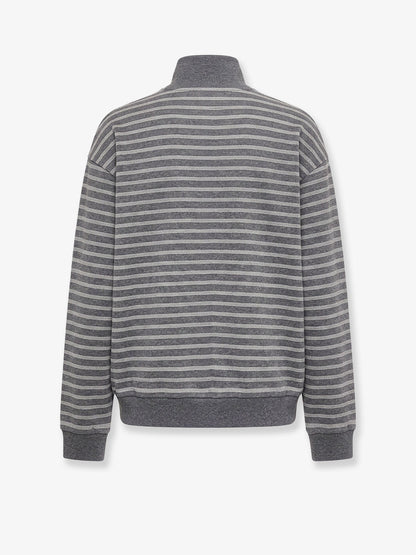 Miu Miu Striped cotton sweatshirt - Grigiobianco
