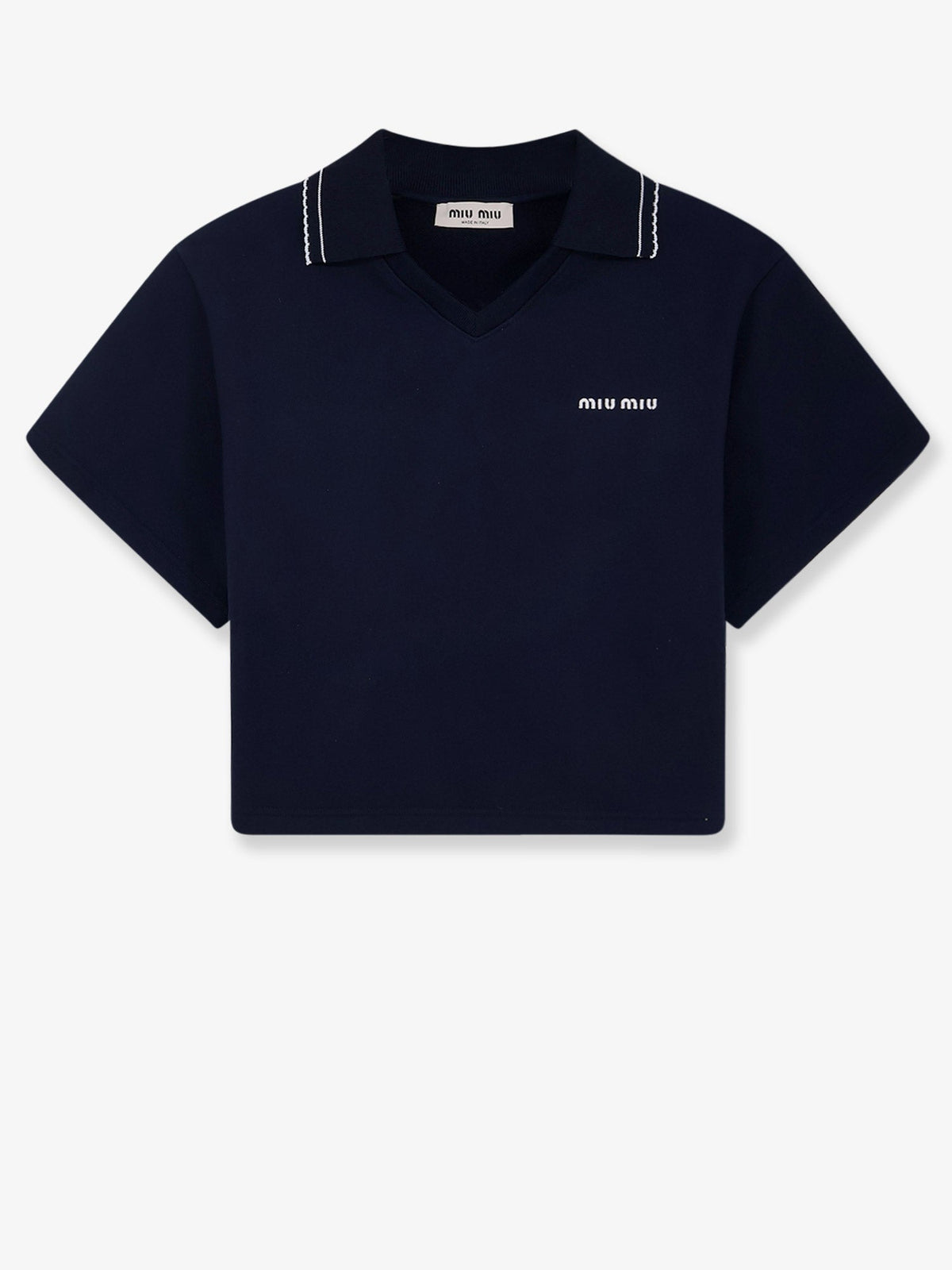 Miu Miu Cotton sweatshirt with Logo embroidery - Bleu
