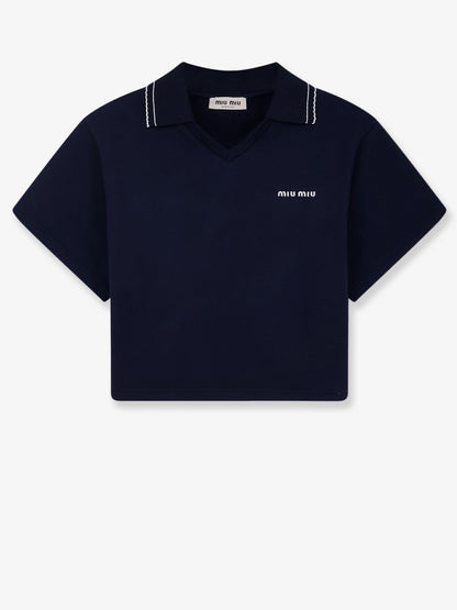 Miu Miu Cotton sweatshirt with Logo embroidery - Bleu