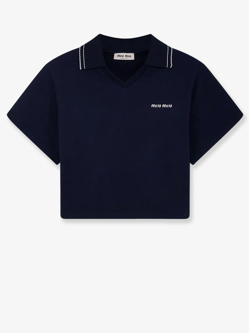 Miu Miu Cotton sweatshirt with Logo embroidery - Bleu