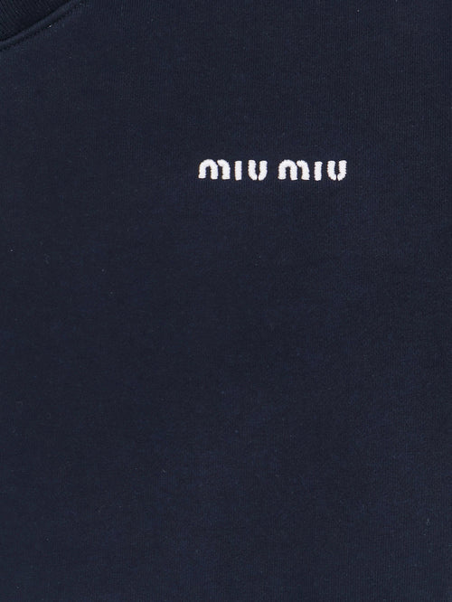 Miu Miu Cotton sweatshirt with Logo embroidery - Bleu