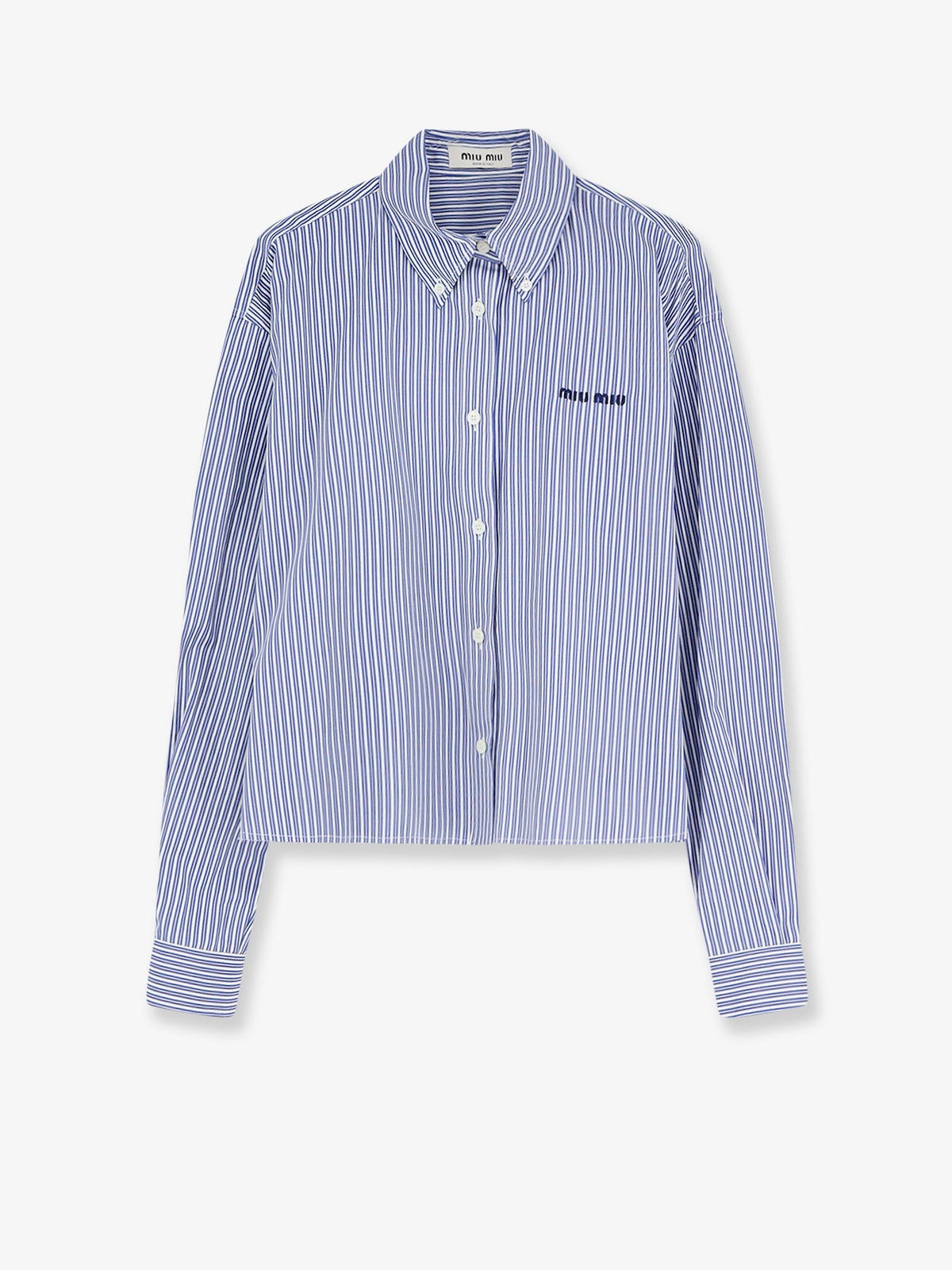 Miu Miu Striped cotton shirt - Biancocobalto