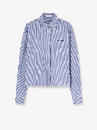 Miu Miu Striped cotton shirt - Biancocobalto