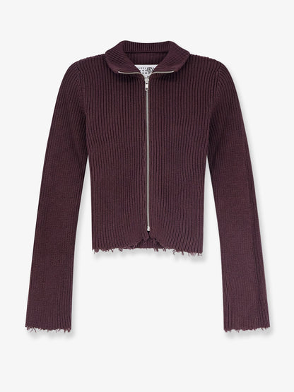 MM6 Maison Margiela Ribbed cotton cardigan - Ciocolat