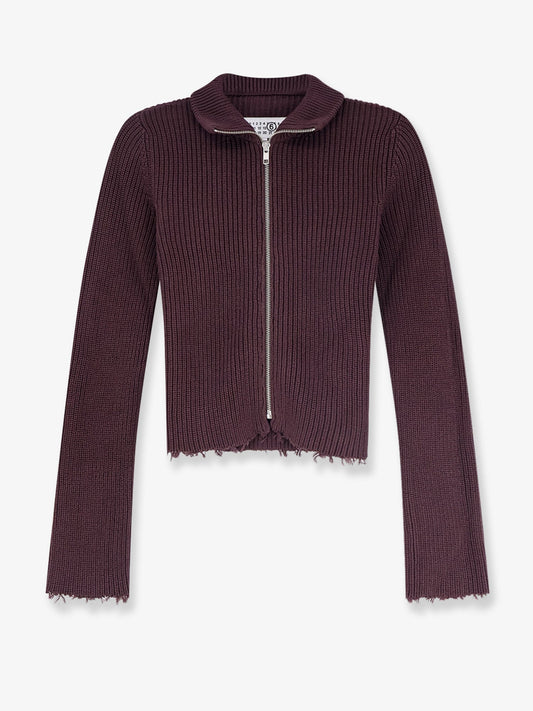 MM6 Maison Margiela Ribbed cotton cardigan - Ciocolat