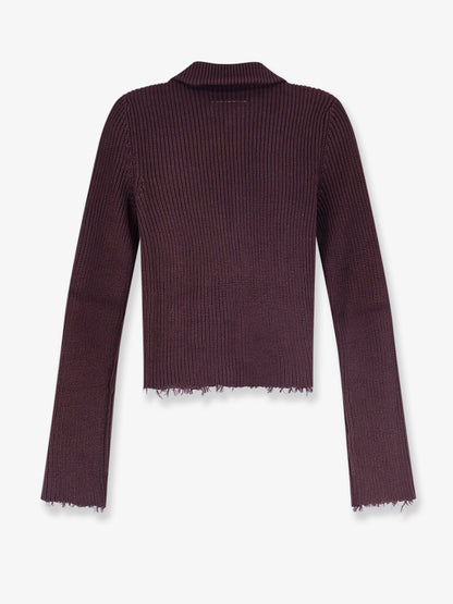 MM6 Maison Margiela Ribbed cotton cardigan - Ciocolat