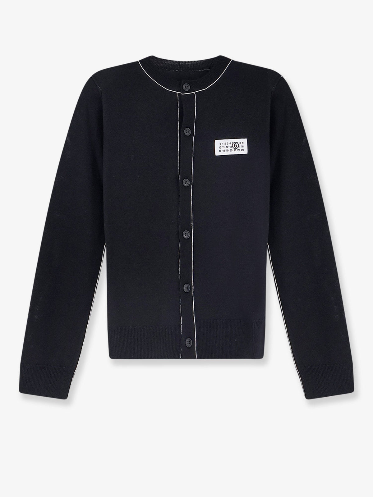 MM6 Maison Margiela Wool blend cardigan with front Numeric detail - Black