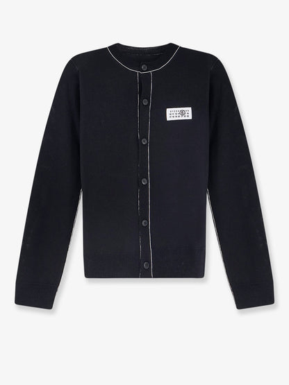 MM6 Maison Margiela Wool blend cardigan with front Numeric detail - Black