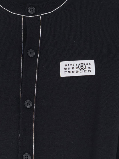 MM6 Maison Margiela Wool blend cardigan with front Numeric detail - Black
