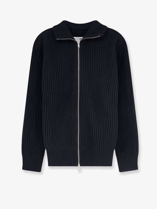 MM6 Maison Margiela Ribbed wool blend cardigan - Black