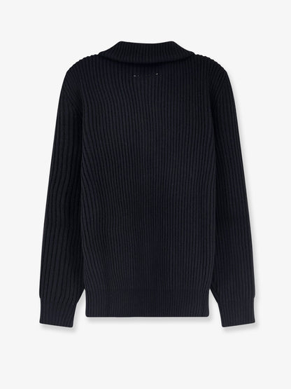 MM6 Maison Margiela Ribbed wool blend cardigan - Black
